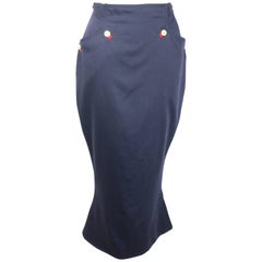 Gianni Versace Dark Navy Wool Mermaid Skirt