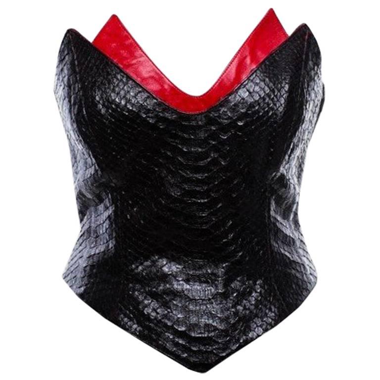 Stunning Vintage Corset Thierry Mugler Couture Python Leather French Size 40 