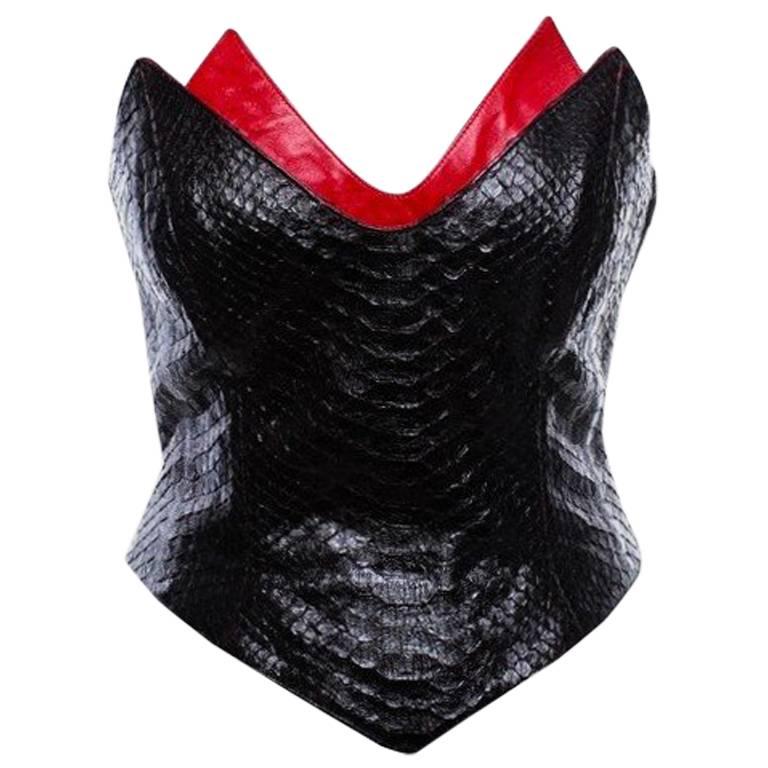 Bustier Corset En Denim Mugler Couture Vintage Années 80/90 - Taille 38, Occasion Très Bon état