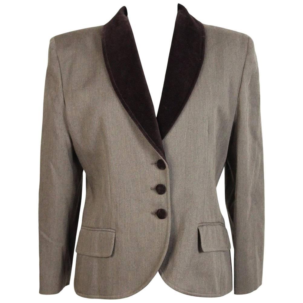 Nazareno Gabrielli vintage wool brown jacket size 44 it women's 1980s  For Sale