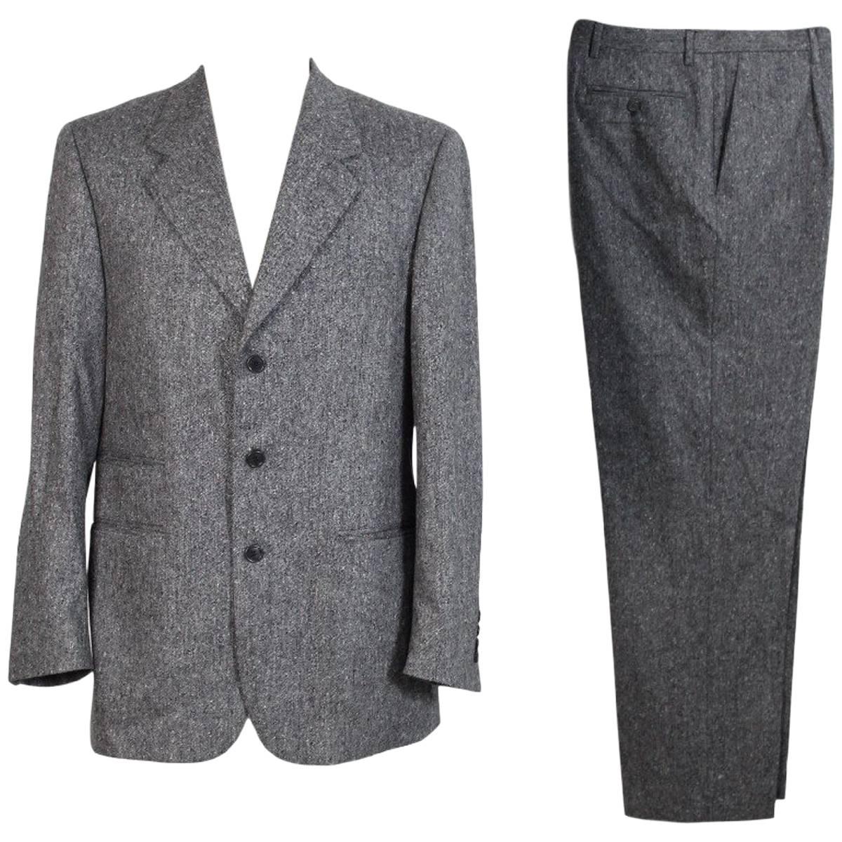 Roberto Capucci vintage wool tweed black white suit dress men's 1990s For Sale