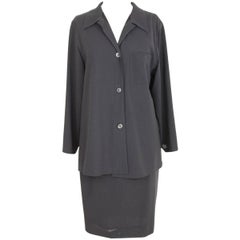Max Mara vintage wool dark gray suit skirt jacket size 42 it made italy 1980s