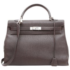 Hermes Kelly II 35 in Brown Grained Leather with Saddle Stitching