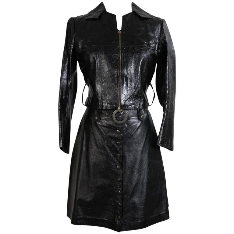 J. Graci vintage black leather suit skirt rockabilly women's 1960s For ...