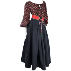 Yves Saint Laurent Vintage Gypsy Skirt Blouse and Belt, 1970s