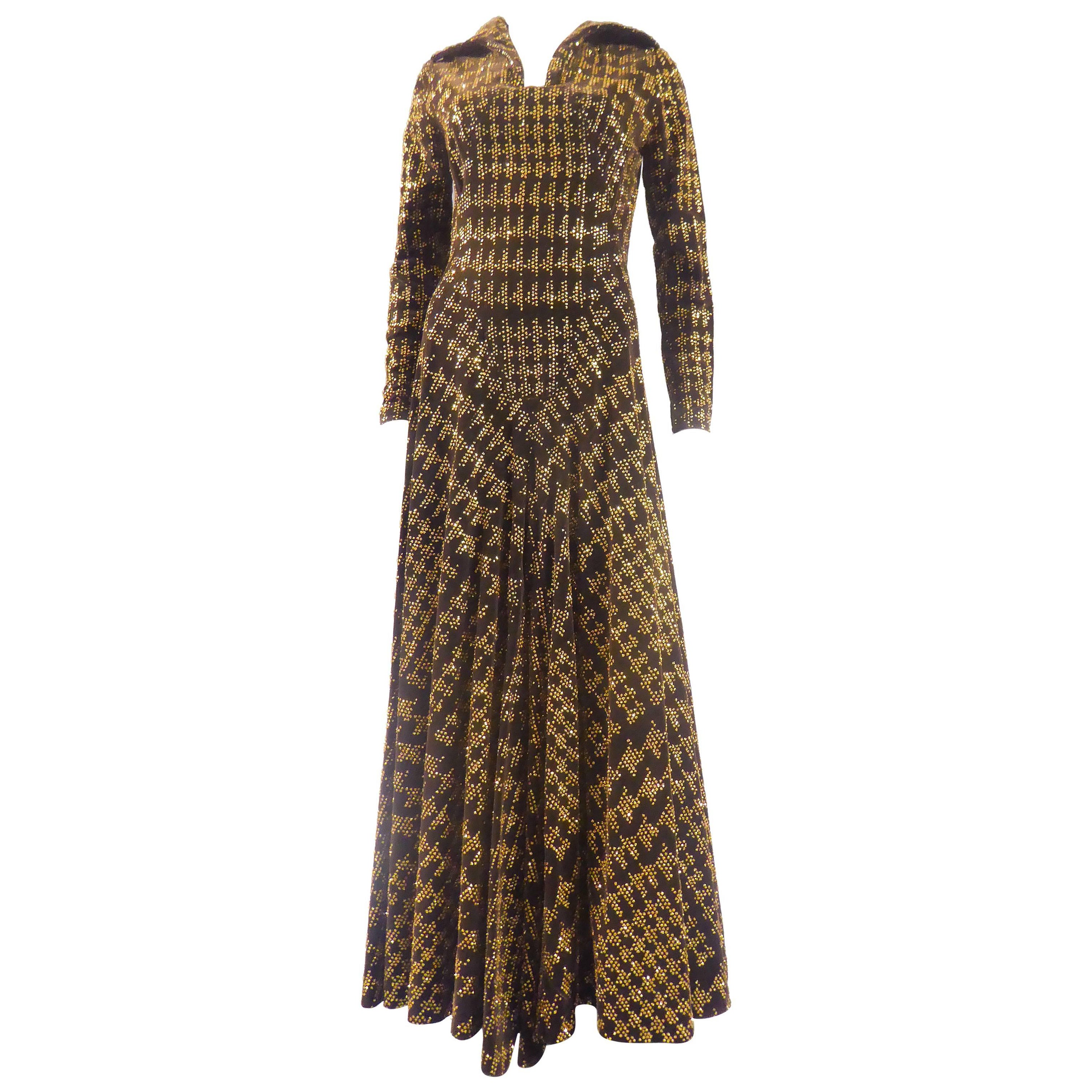 Carven Long Velvet Dress, Circa 1975