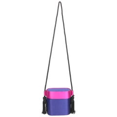Vintage 80s Escada Blue and Pink Silk Box Tassel Clutches Shoulder Bag