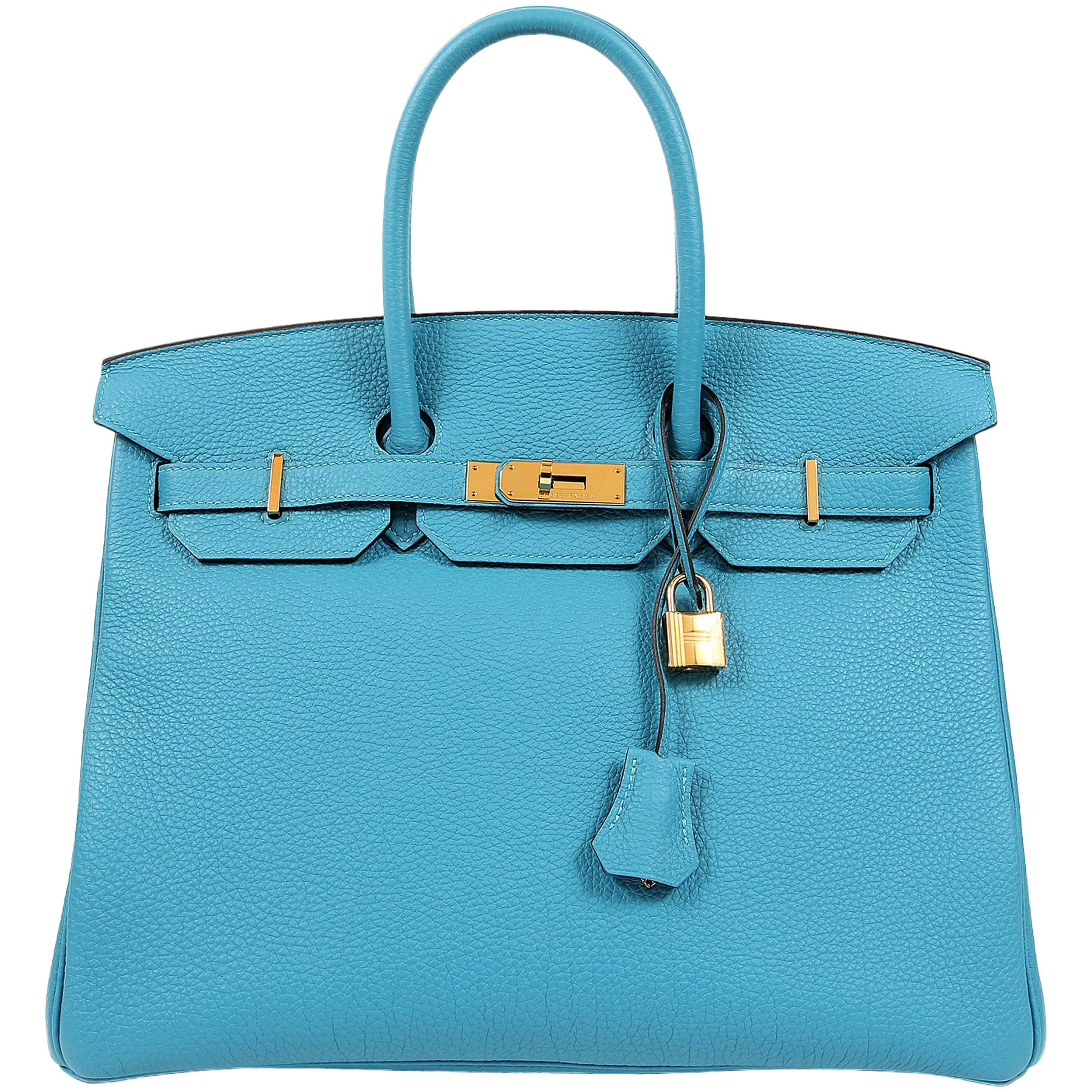Hermes Turquoise Togo 35 cm Birkin Bag with GHW For Sale