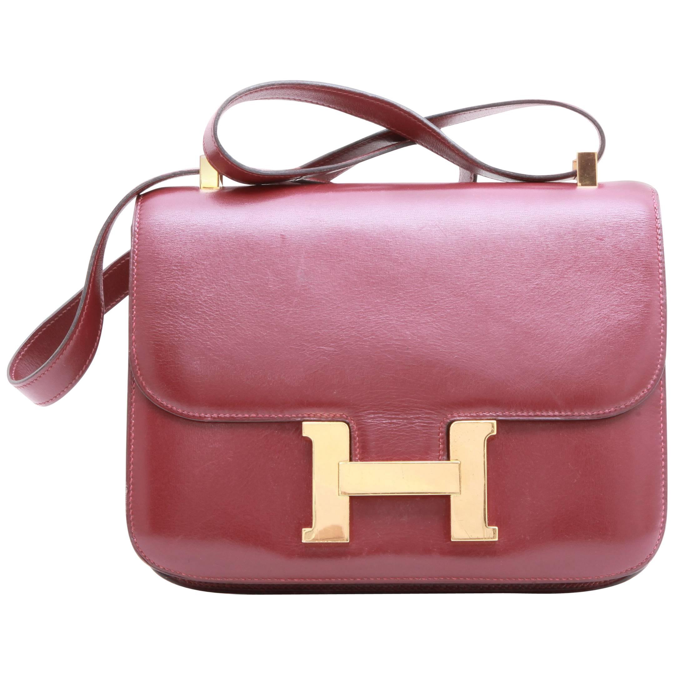 Hermes Vintage "Constance" Bag in Red H Box Leather
