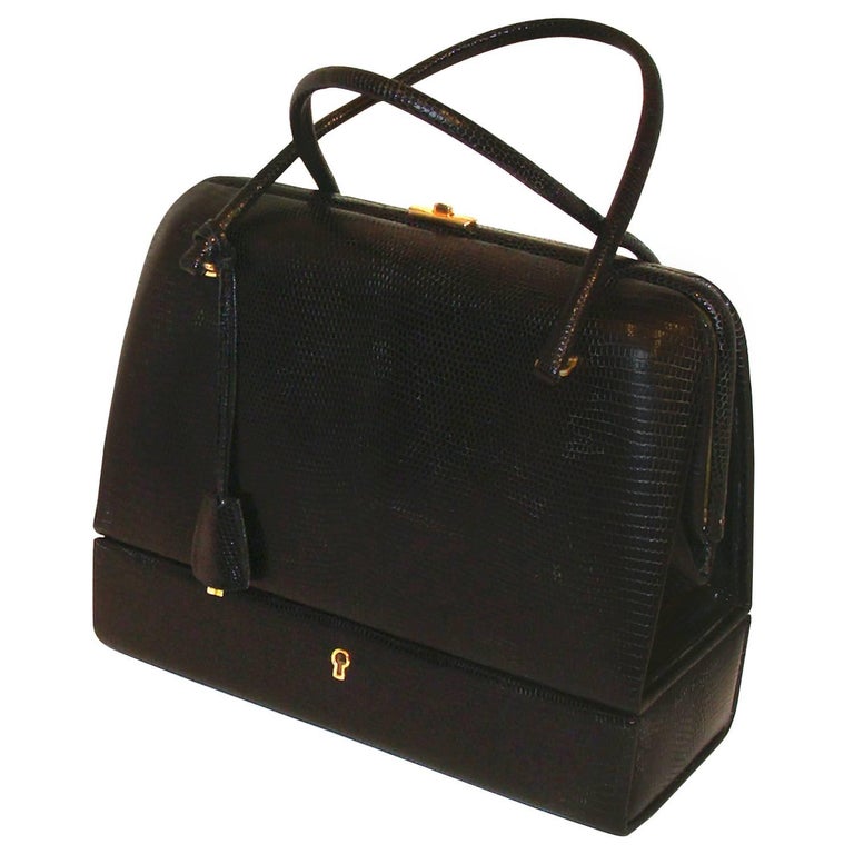Exquisite Black Lizard Bag with Jewelry Case (Sac Mallette) with Key ...