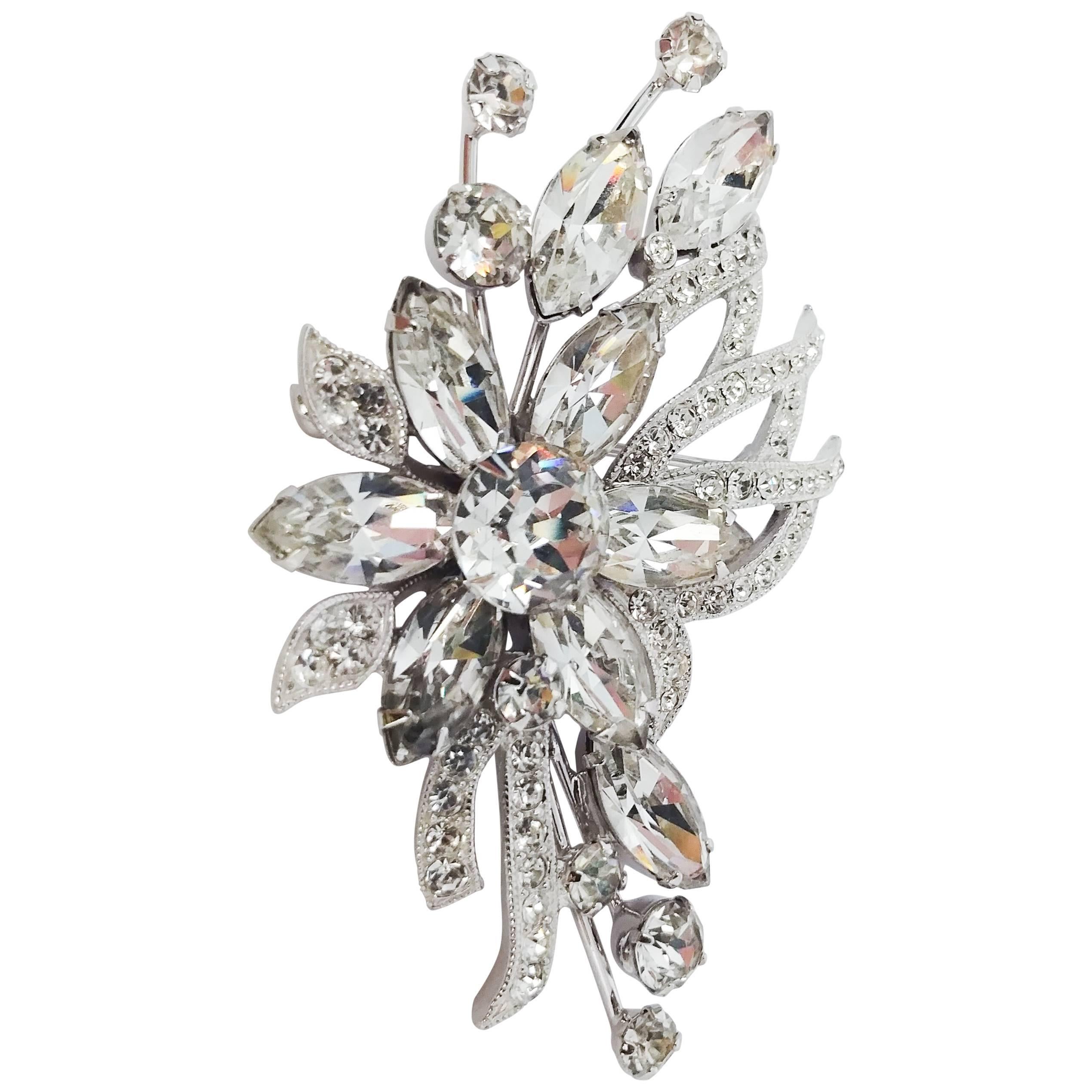 1950s Eisenberg Rhinestone Bouquet Brooch