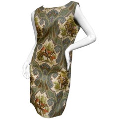Equestrian Theme Cotton Print Sheath Dress US Size 10