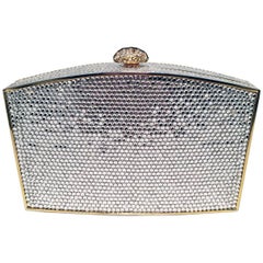 Judith Leiber Clear Swarovski Crystal Minaudiere Evening Bag Clutch