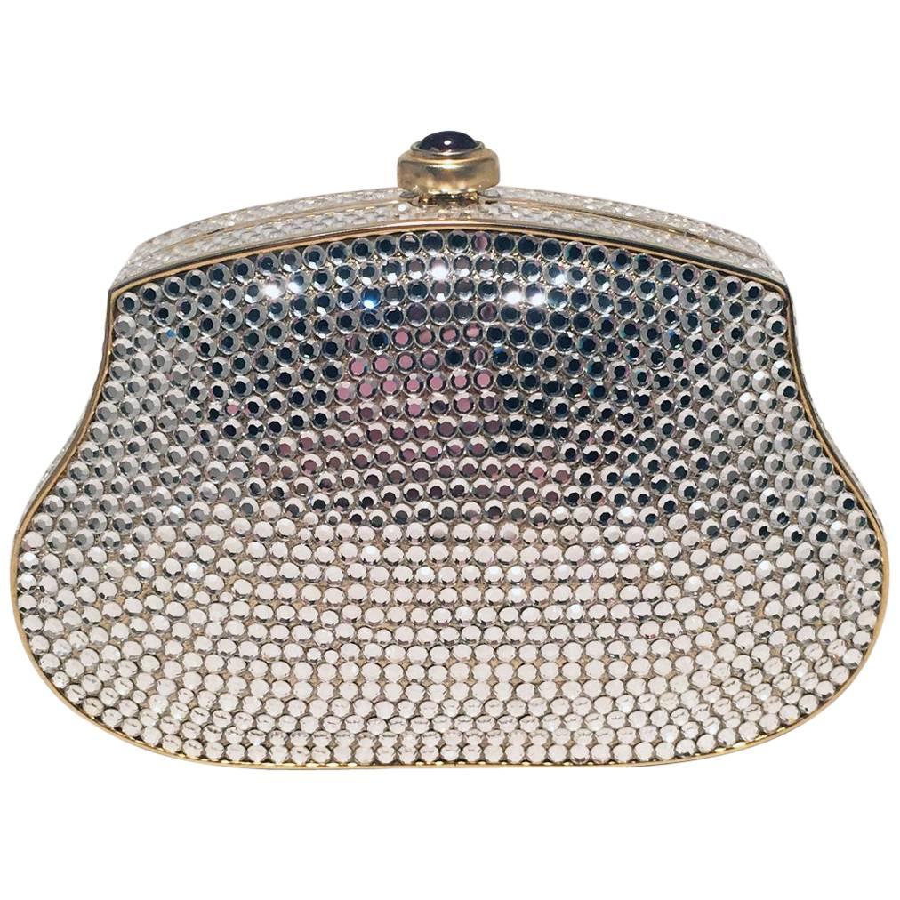 Judith Leiber Clear Swarovski Crystal Mini Minaudiere Evening Bag Clutch