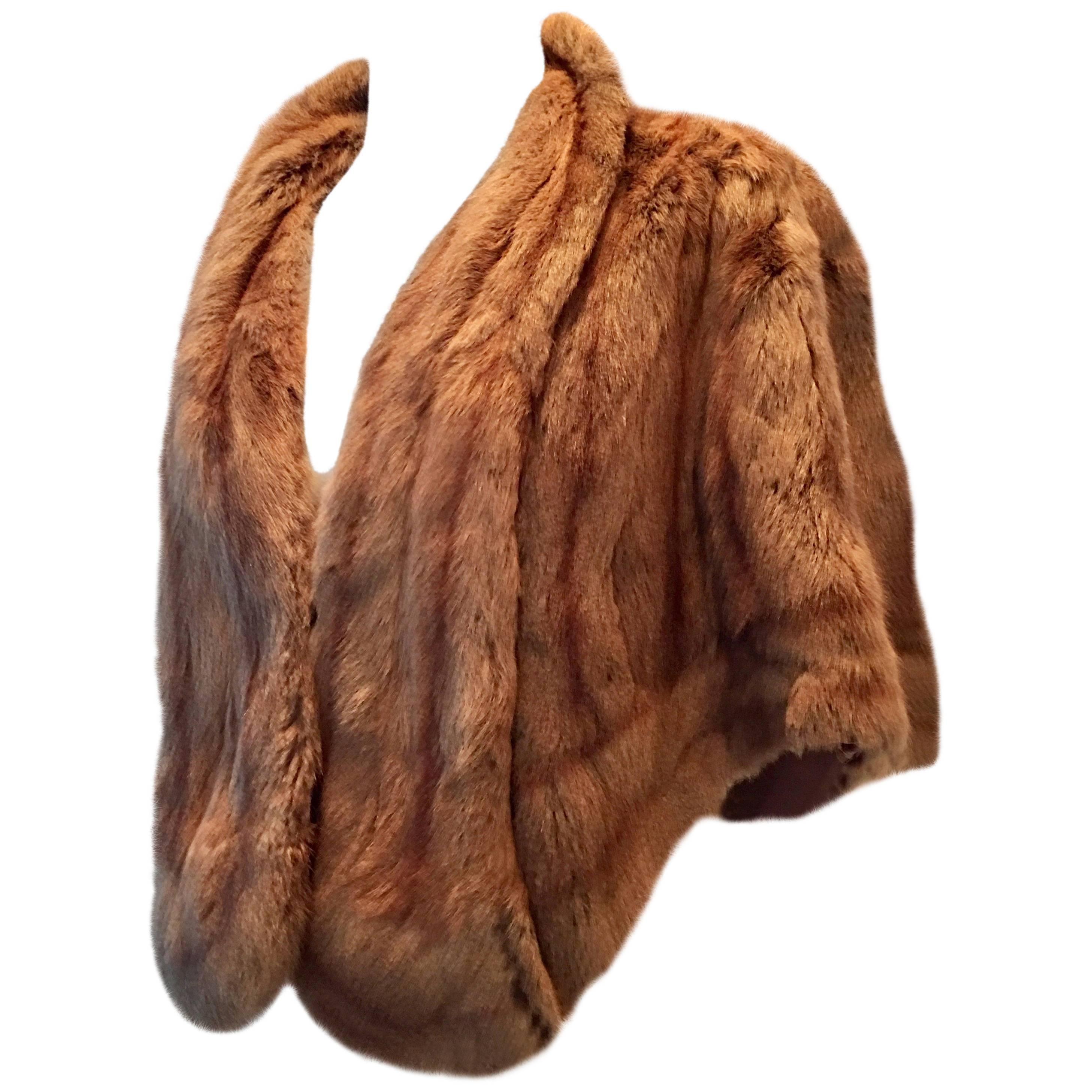 Mid-20th Century Whiskey Dyed Rabbit Fur Stole Capelet By, Polsky's For Sale