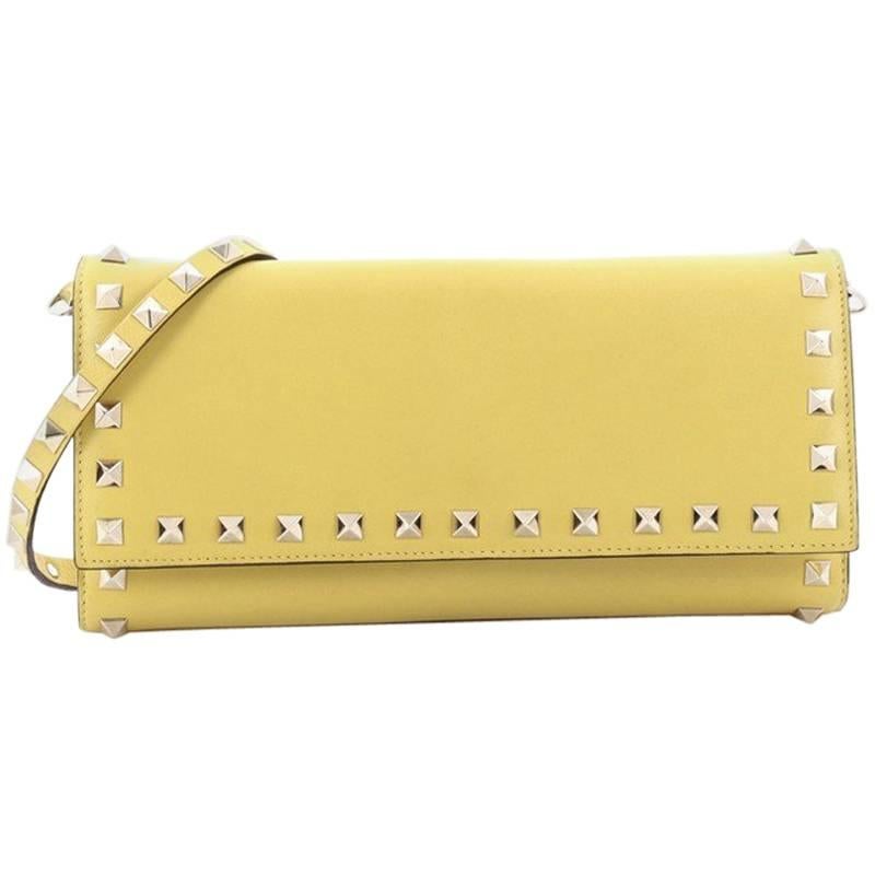 Valentino Rockstud Trifold Wallet on Strap Leather 