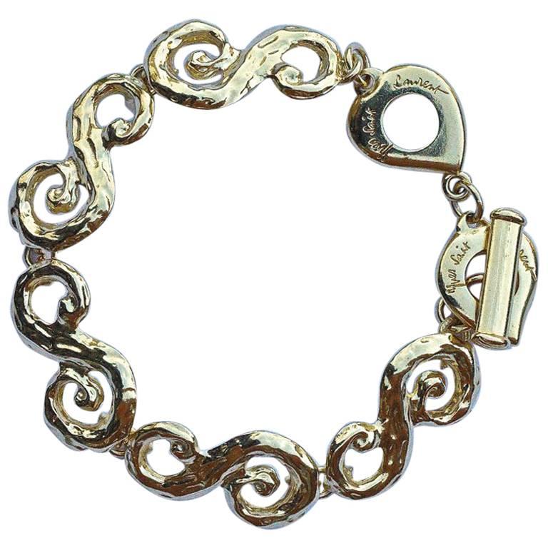 Yves Saint Laurent Swirl Link Chain Bracelet, 1980s 