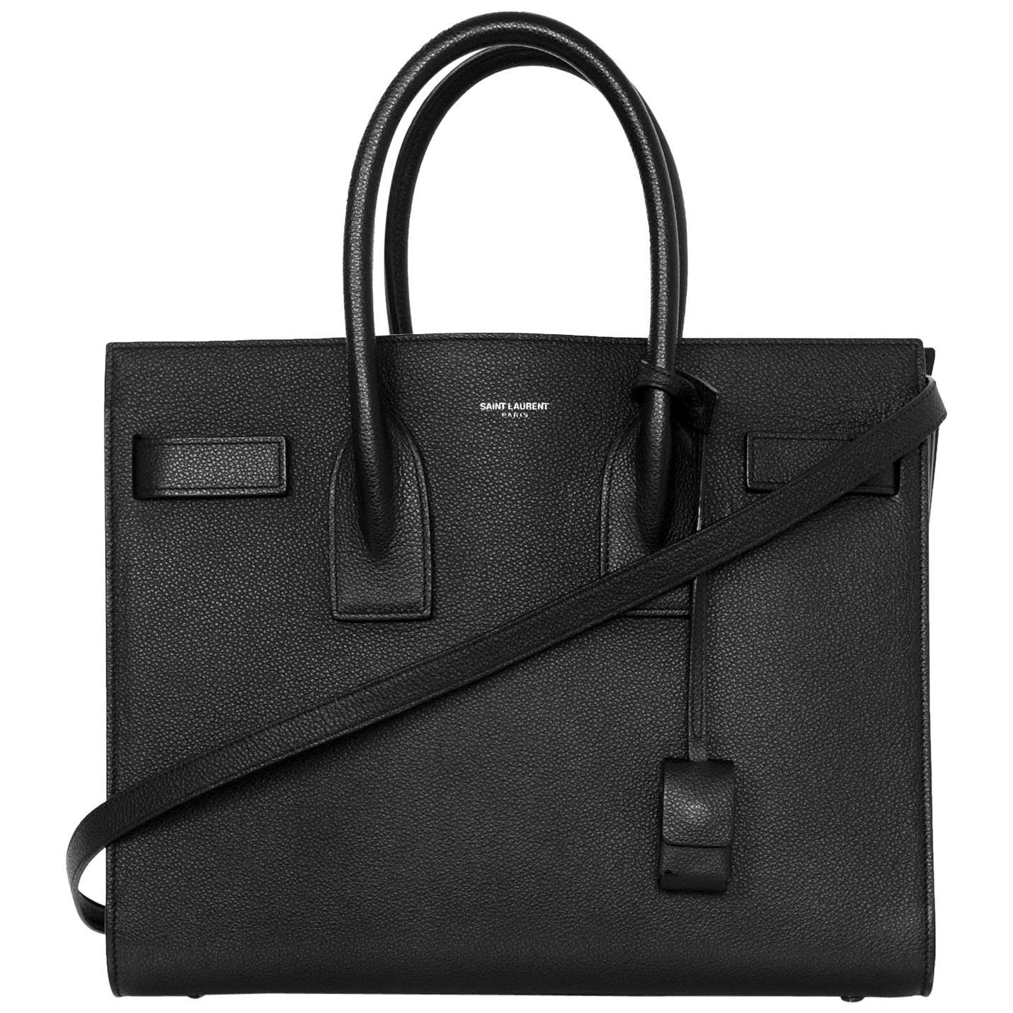 Yves Saint Laurent Black Pebbled Leather Small Sac De Jour Tote Bag