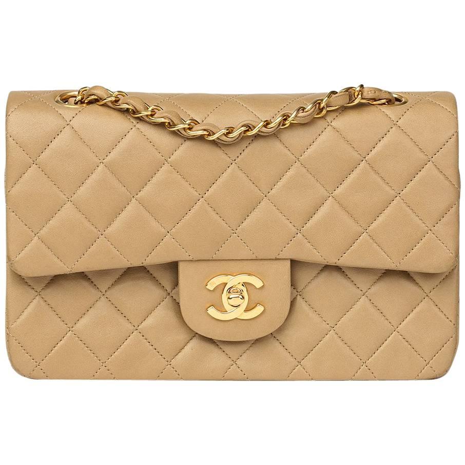 Chanel Vintage Classic M/L Medium Double Flap Bag Dark Beige Lambskin – Coco  Approved Studio