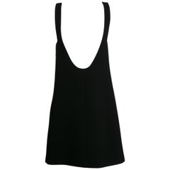 Prada Plunging Back Black Wool Mod Little Black Dress