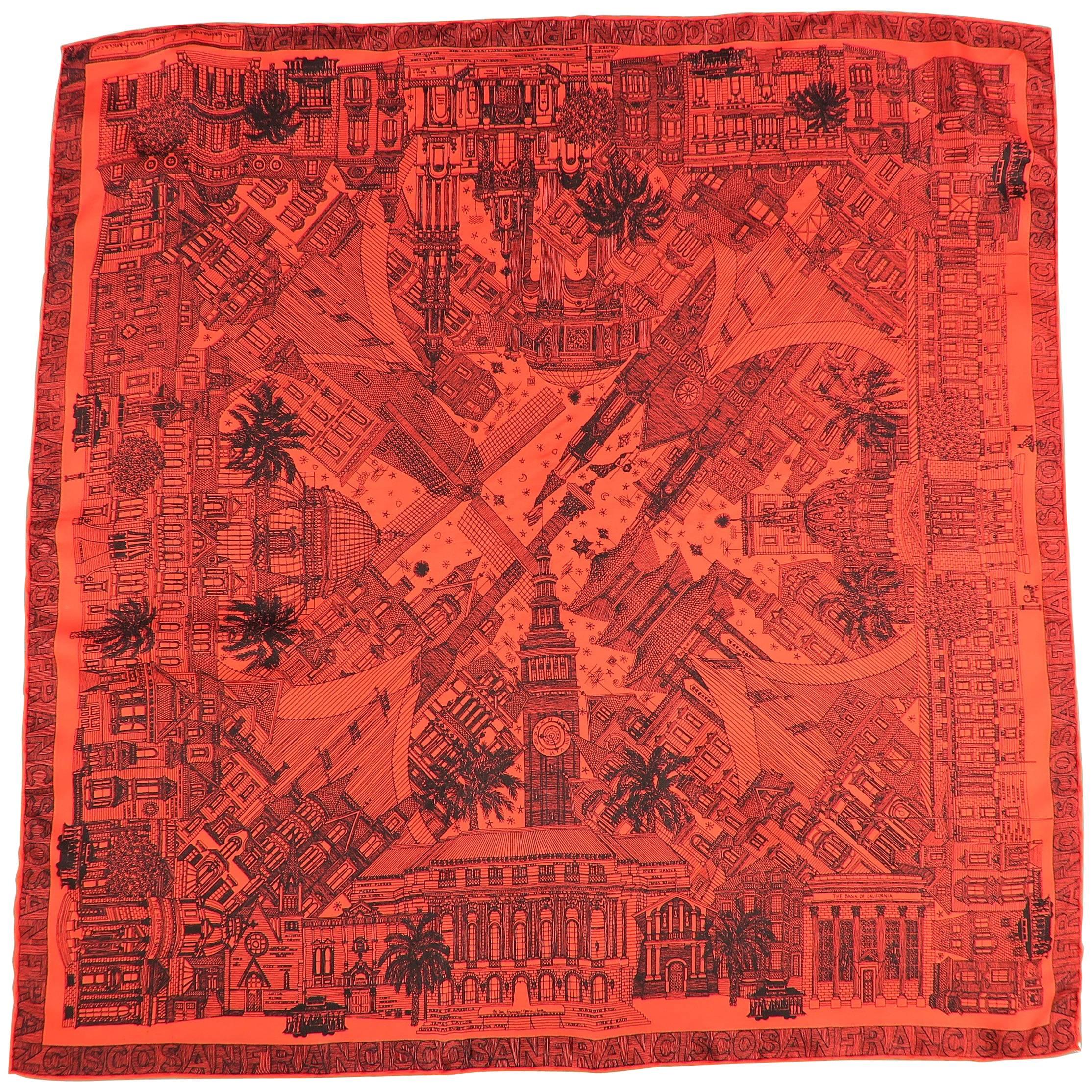 Dunhill Red and Black San Francisco Silk Scarf