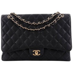 Chanel Classic Single Flap Bag Quilted Caviar Maxi