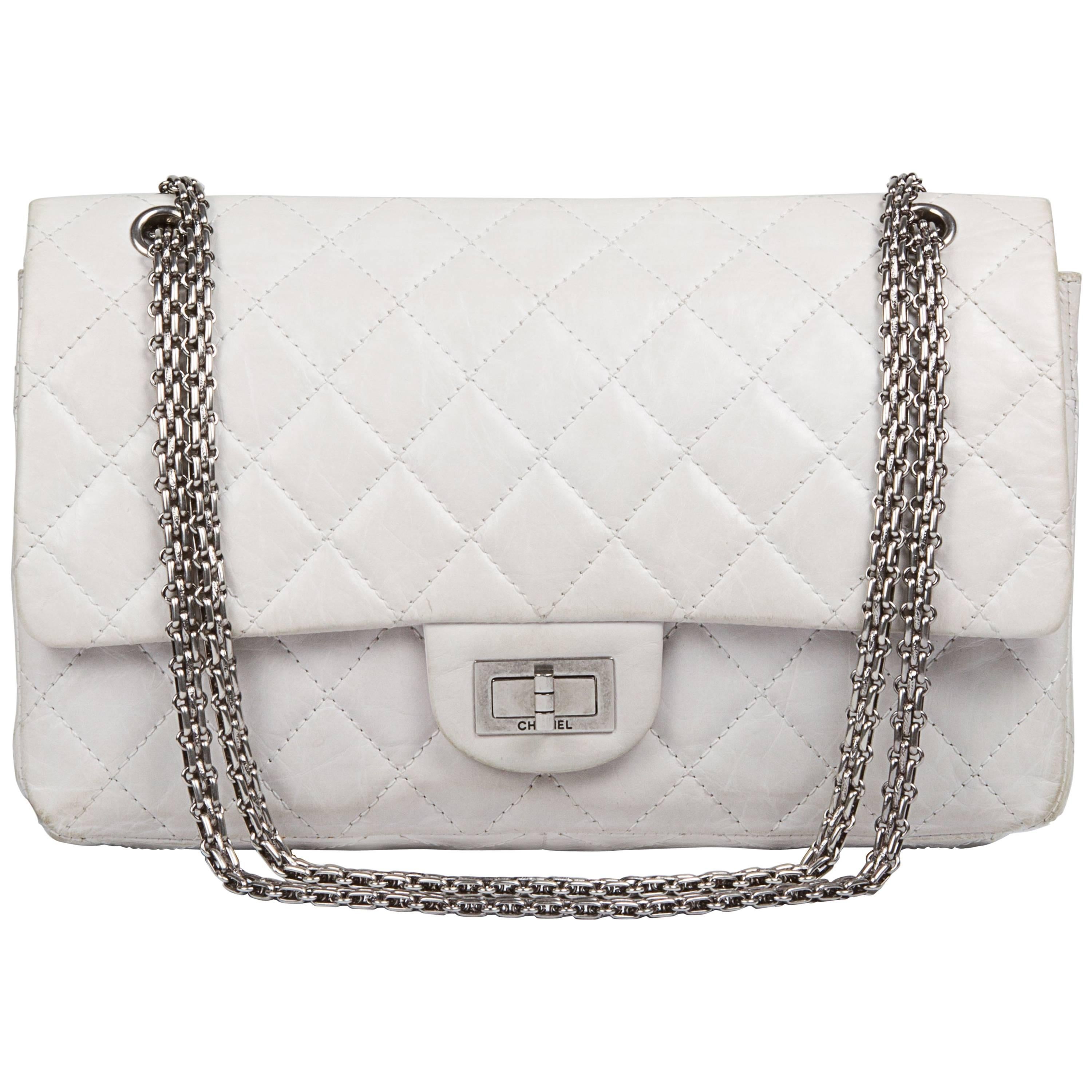 Chanel Reissue 227  White Leather Very Good Condition  For Sale