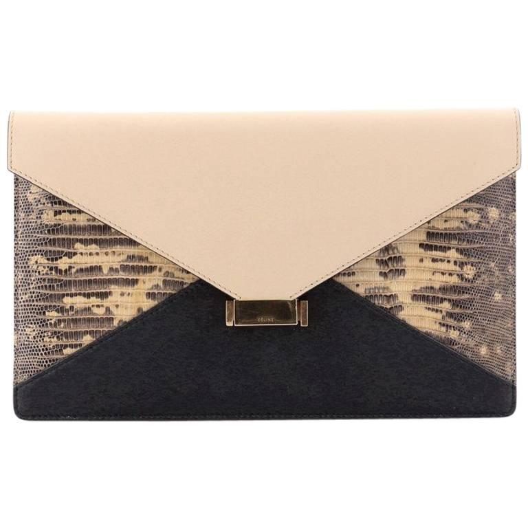 Celine Diamond Clutch Leather and Lizard Medium