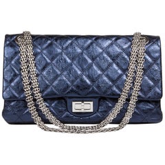 2009 Chanel Reissue 228 Metallic Blue Leather Pristine Conditions