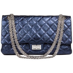 2009 Chanel Reissue 228  Metallic Blue Leather Pristine Conditions