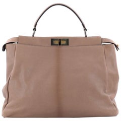 Fendi Peekaboo Handbag Leather with Python Interior Large