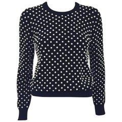 Michael Kors Black Cashmere Pullover With Pearl Beads All over