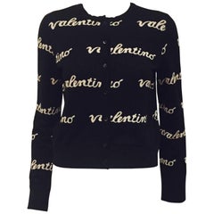 Valentino Knit Wool Blend Black And White Cardigan 