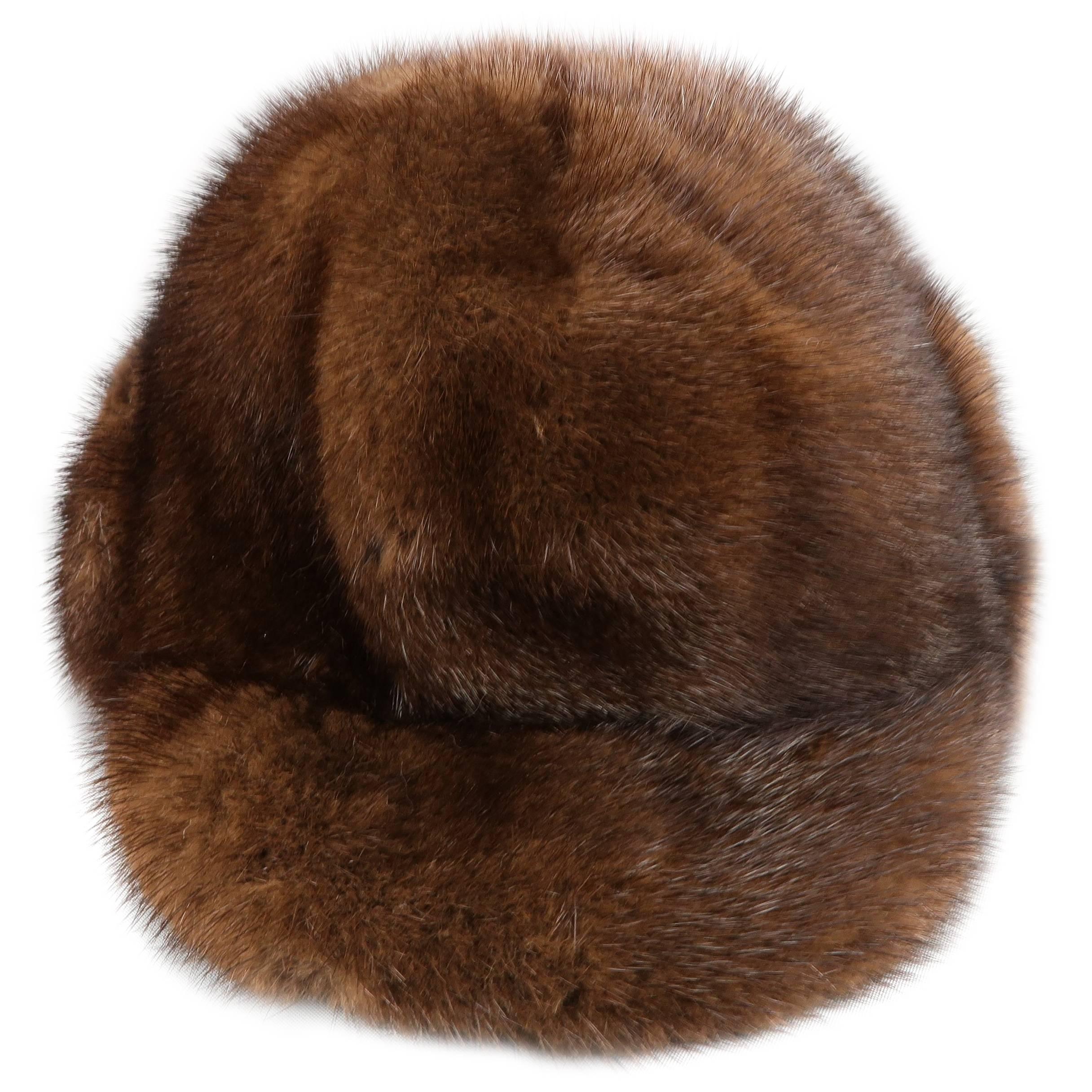 VINTAGE Brown Mink Fur Hat