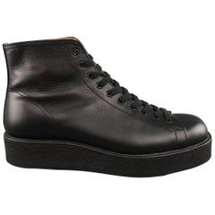 Men's YOHJI YAMAMOTO Size 10 Black Leather Platform Creeper Boots