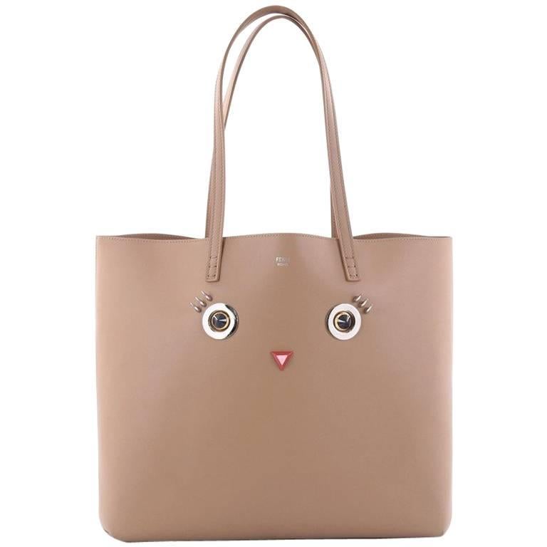 Fendi Faces Roll Tote Embellished Leather Large