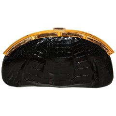 Rare Judith Leiber Alligator and Bone Clutch