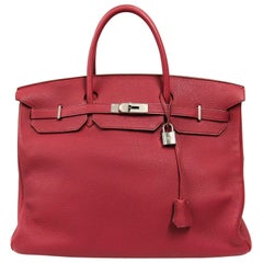 2000s Hermès Clemence Rubis Leather Birkin Bag 40cm