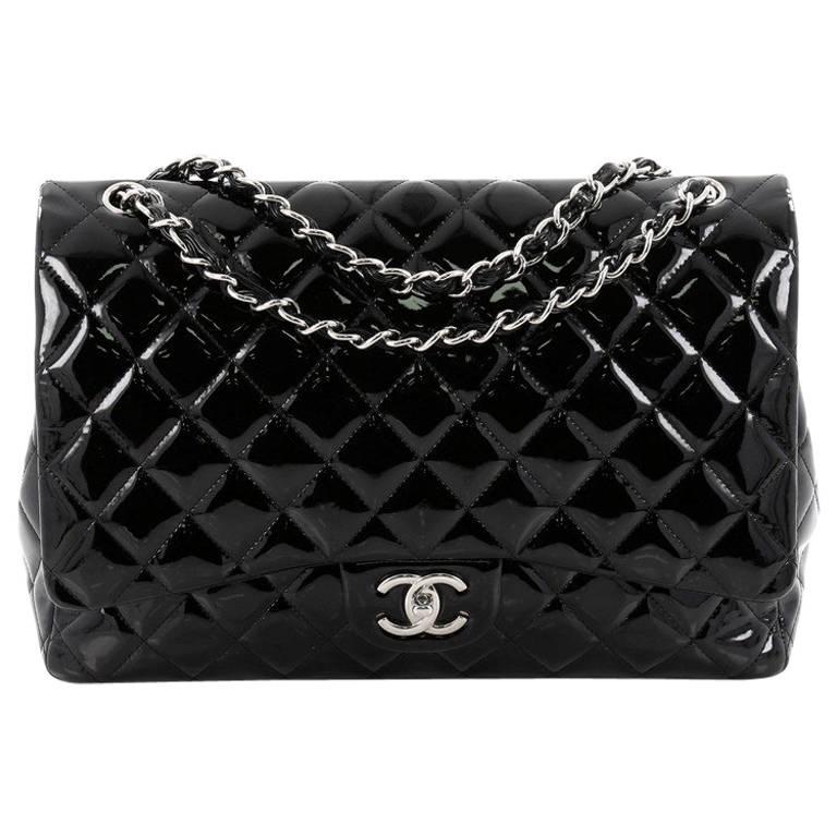 Chanel Classic Quilted Patent Maxi Double Flap Bag 