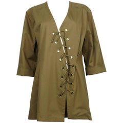 Yves Saint Laurent YSL Iconic Vintage Cotton Safari Tunic Dress, 1990s