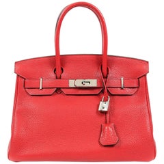 Hermes Rouge H Togo Leather 30 cm Birkin with Palladium Hardware