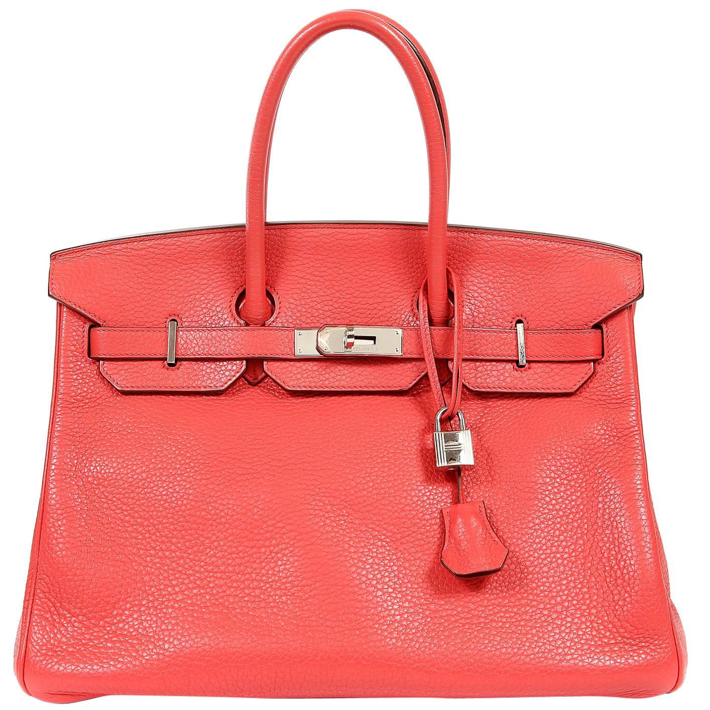 Hermes Bougainvillea Clemence 35 cm Birkin Bag with PHW For Sale