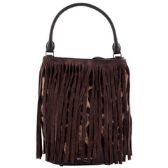 Burberry Brown/Cream Woven Leather Drawstring Bag at 1stDibs