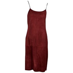 Theory Red Suede Slip Dress