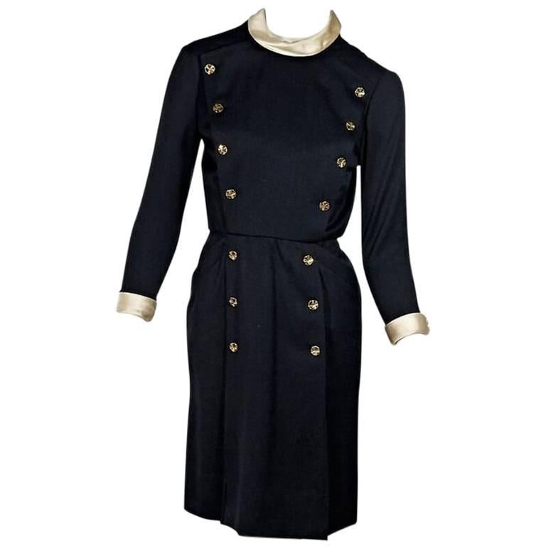 Chanel Navy Blue Vintage Double-Breasted Dress