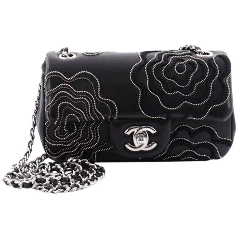 Chanel Camellia Follies Flap Bag Embroidered Lambskin Extra Mini