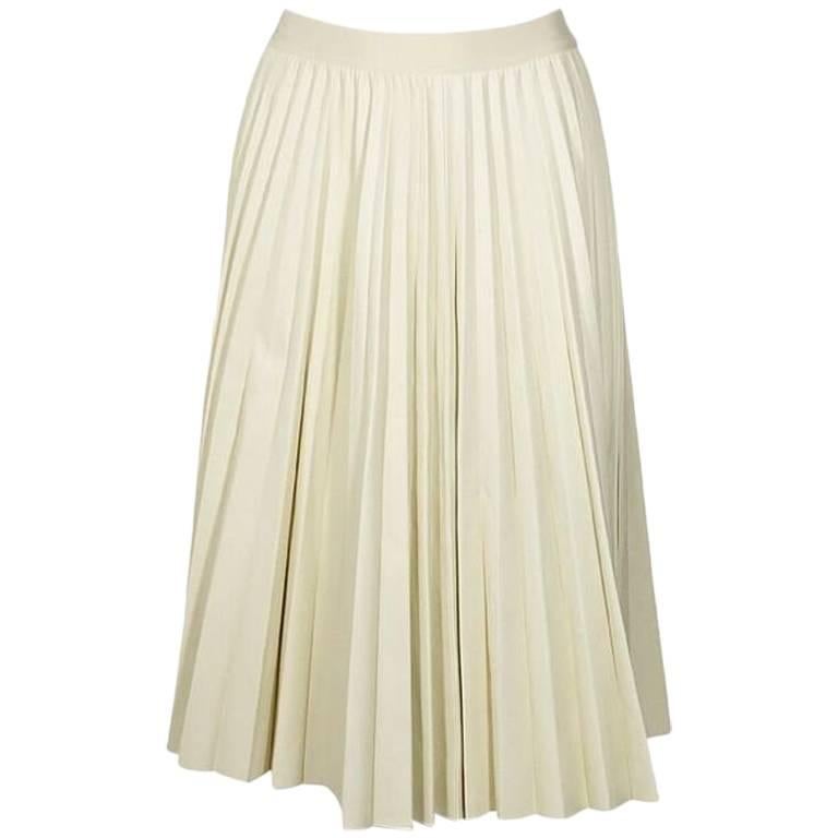 Theory Pleated Ivory Leather Skirt For Sale at 1stDibs | theory pleated ...
