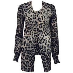 Delightful Dolce & Gabbana Leopard Print Wool Twin Set Black and Grey Tones 