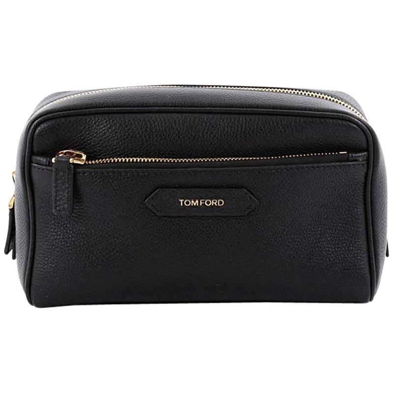 Tom Ford Front Zip Dopp Kit Toiletry Bag Leather Medium