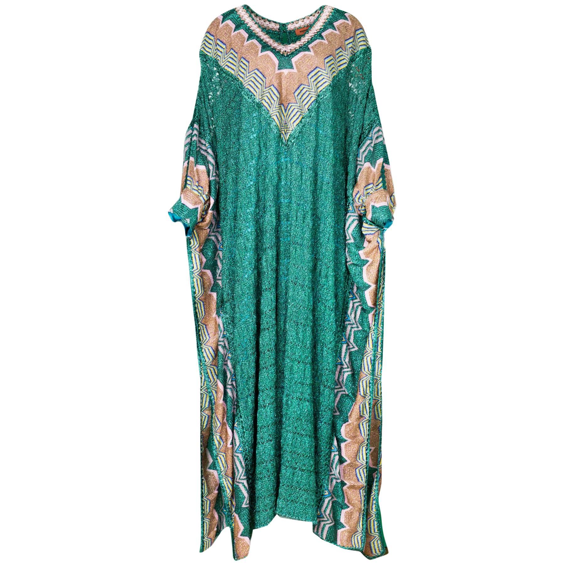 Missoni Green & Pink Metallic Kaftan Sz IT48 NWT